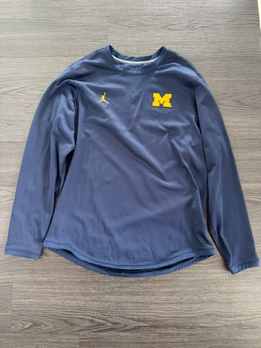 Nike Jordan Brand Michigan Wolverines Crewneck Sweatshirt Size L Navy Dri-Fit